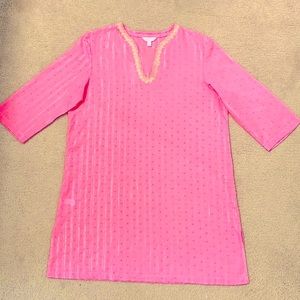 Lilly Pulitzer pink with gold accents tunic top, dress beach, coverup size XL